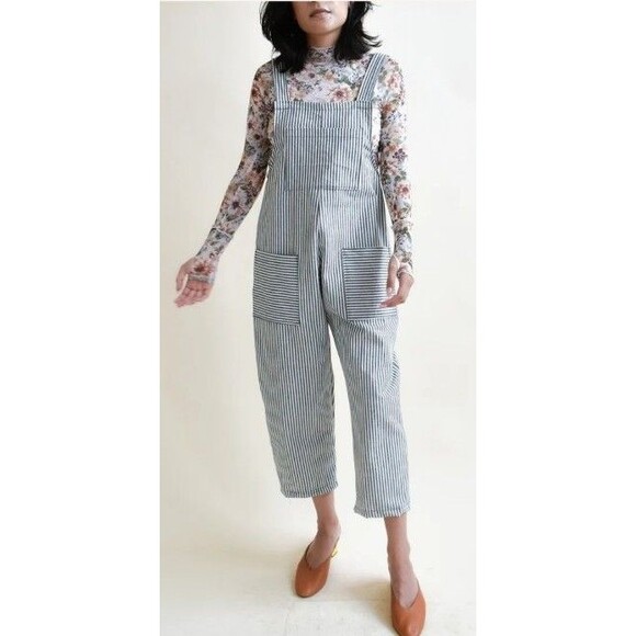 Altar Houseline “Cassie Coverall Railroad Stripe”  100% Hemp, Unisex Overall - Picture 2 of 11